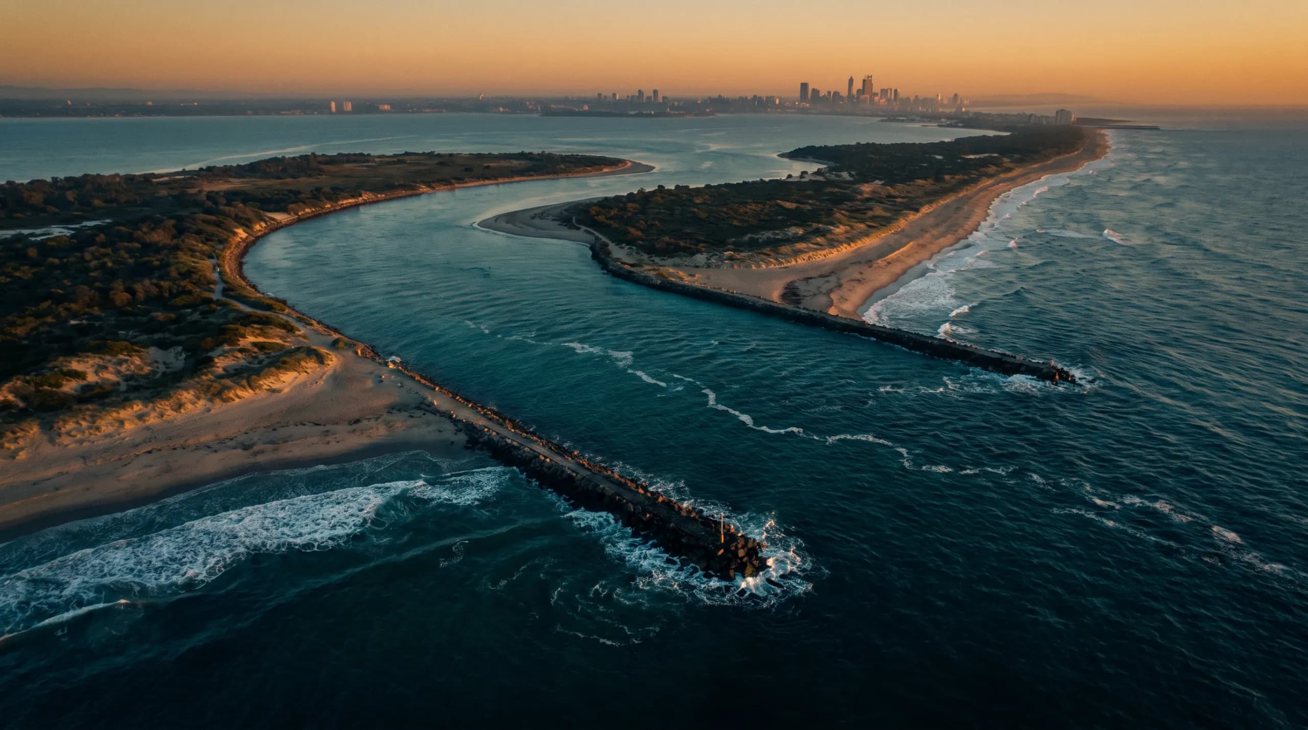 Haulover Cut at outgoing tide from above